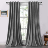 Set draperii soft cu rejansa transparenta cu ate pentru galerie, Super, densitate 200 g/mp, Gri, 2 buc