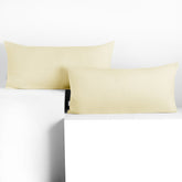 Set 2 huse perne decorative din bumbac cu fermoar, Amber, 135 g/m2, Crem
