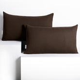 Set 2 huse perne decorative din bumbac cu fermoar, Amber, 135 g/m2, Maro