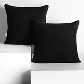 Set 2 huse perne decorative din bumbac cu fermoar, Amber, 135 g/m2, Negru