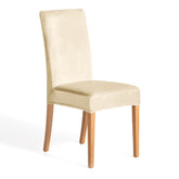 Husa pentru scaun din catifea cu elastic spatar si sezut, 190 g/m2, Sento, 48x48x58x10 cm, bej deschis, 1 buc