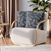 Set 2 huse pernute decorative din catifea cu motiv frunze, Calm, Gri