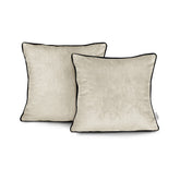 Set 2 huse perne decorative din catifea stil modern, Velvet, 220 g/m2, Crem