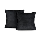 Set 2 huse perne decorative din catifea stil modern, Velvet, 220 g/m2, Negru