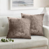 Set 2 huse perne decorative stil clasic, 240 g/m2, Mic, Cappuccino