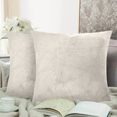 Set 2 huse perne decorative stil clasic, 240 g/m2, Mic, Crem