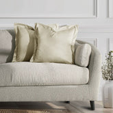 Set 2 huse perne decorative din catifea cu tiv, Velvet, 220 g/m2, Crem