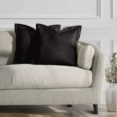 Set 2 huse perne decorative din catifea cu tiv, Velvet, 220 g/m2, Negru
