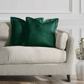 Set 2 huse perne decorative din catifea cu tiv, Velvet, 220 g/m2, Verde