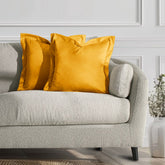 Set 2 huse perne decorative din catifea cu tiv, Velvet, 220 g/m2, Galben
