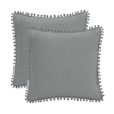 Set 2 huse pernute decorative matlasate din microfibra, Meadore, 70 g/m2, Gri inchis