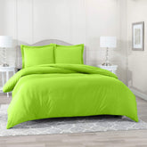 Lenjerie de pat pentru o persoana cu husa elastic pat si fata perna patrata, Sicilia, bumbac ranforce, gramaj tesatura 120 g/mp, Verde, 3 piese
