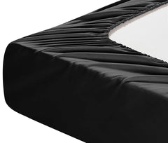 Lenjerie de pat pentru o persoana cu husa elastic pat si fata perna patrata, Obscure, bumbac ranforce, gramaj tesatura 120 g/mp, Negru, 3 piese
