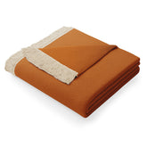 Patura din bumbac model vintage cu franjuri, Franse, 430 g/m2, ocru