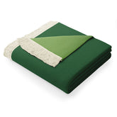 Patura din bumbac model vintage cu franjuri, Franse, 430 g/m2, verde