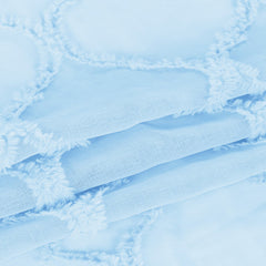 Perdea voal stil clasic brodat cu inele, Delva, blue pastel