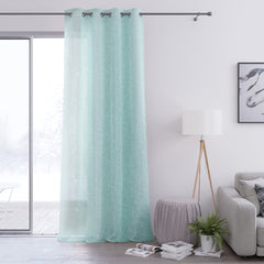 Perdea voal stil glamour brodat cu inele, Lumina, verde menta