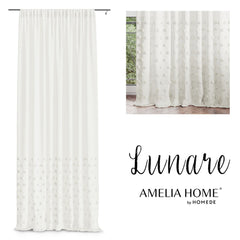 Perdea stil clasic brodat cu rejansa, Lunare, crem