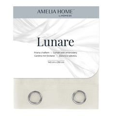 Perdea stil clasic brodat cu rejansa, Lunare, crem