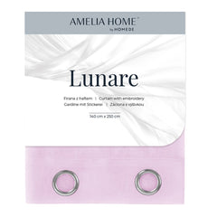 Perdea stil clasic brodat cu rejansa, Lunare, roz