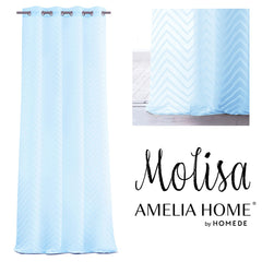 Perdea stil clasic brodat cu inele, Molisa, blue pastel
