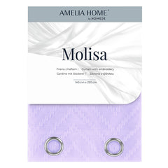 Perdea stil clasic brodat cu inele, Molisa, lavanda