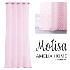 Perdea stil clasic brodat cu inele, Molisa, roz