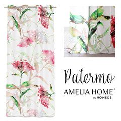 Perdea voal model floral imprimat cu inele, Palermo, alb
