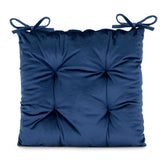 Perna matlasata pentru scaun din catifea cu snururi, 210 g/m2, Aleksa, albastru, 40x40 cm