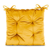 Perna matlasata pentru scaun din catifea cu snururi, 210 g/m2, Aleksa, galben, 40x40 cm