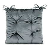 Perna matlasata pentru scaun din catifea cu snururi, 210 g/m2, Aleksa, gri, 40x40 cm