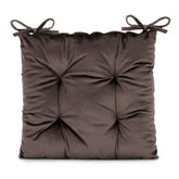 Perna matlasata pentru scaun din catifea cu snururi, 210 g/m2, Aleksa, maro, 40x40 cm