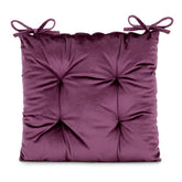 Perna matlasata pentru scaun din catifea cu snururi, 210 g/m2, Aleksa, pruna, 40x40 cm
