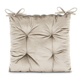 Perna matlasata pentru scaun din catifea cu snururi, 210 g/m2, Aleksa, crem, 40x40 cm