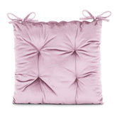 Perna matlasata pentru scaun din catifea cu snururi, 210 g/m2, Aleksa, roz pudra, 40x40 cm