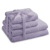 Set 4 prosoape de baie stil modern din bumbac 100%, 450 g/mp, Amari, 2x70x140 cm, 2x50x100 cm, lila