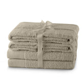 Set 6 prosoape de baie stil modern din bumbac 100%, 450 g/mp, Amari, 2x70x140 cm, 4x50x100 cm, bej