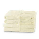 Set 6 prosoape de baie stil modern din bumbac 100%, 450 g/mp, Amari, 2x70x140 cm, 4x50x100 cm, ecru