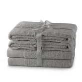 Set 6 prosoape de baie stil modern din bumbac 100%, 450 g/mp, Amari, 2x70x140 cm, 4x50x100 cm, gri