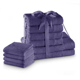 Set 10 prosoape de baie stil modern din bumbac 100%, 450 g/mp, Amari, 2x70x140 cm, 4x50x100 cm, 4x30x50 cm, mov
