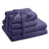 Set 4 prosoape de baie stil modern din bumbac 100%, 450 g/mp, Amari, 2x70x140 cm, 2x50x100 cm, mov