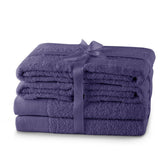 Set 6 prosoape de baie stil modern din bumbac 100%, 450 g/mp, Amari, 2x70x140 cm, 4x50x100 cm, mov