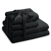 Set 4 prosoape de baie stil modern din bumbac 100%, 450 g/mp, Amari, 2x70x140 cm, 2x50x100 cm, negru