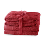 Set 6 prosoape de baie stil modern din bumbac 100%, 450 g/mp, Amari, 2x70x140 cm, 4x50x100 cm, rosu