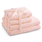 Set 4 prosoape de baie stil modern din bumbac 100%, 450 g/mp, Amari, 2x70x140 cm, 2x50x100 cm, roz pudra