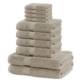 Set 10 prosoape de baie cu bordura simpla, bumbac 100%, 525 g/mp, Marina, 2x70x140 cm, 4x50x100 cm, 4x30x50 cm, bej