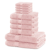 Set 10 prosoape de baie cu bordura simpla, bumbac 100%, 525 g/mp, Marina, 2x70x140 cm, 4x50x100 cm, 4x30x50 cm, roz pudra