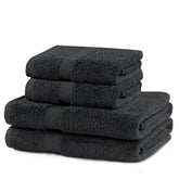 Set 4 prosoape de baie cu bordura simpla, bumbac 100%, 525 g/mp, Marina, 2x70x140 cm, 2x50x100 cm, gri inchis