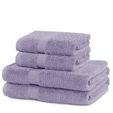 Set 4 prosoape de baie cu bordura simpla, bumbac 100%, 525 g/mp, Marina, 2x70x140 cm, 2x50x100 cm, lila