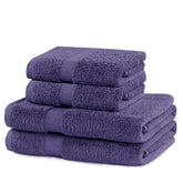 Set 4 prosoape de baie cu bordura simpla, bumbac 100%, 525 g/mp, Marina, 2x70x140 cm, 2x50x100 cm, mov